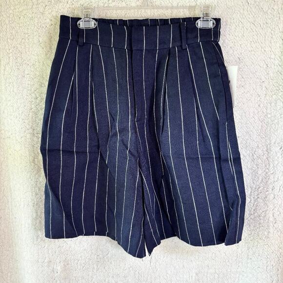 Sophie Rue Frances Easy Suit Shorts Navy/White Stripe Size S 100% Linen NWT - Picture 1 of 15